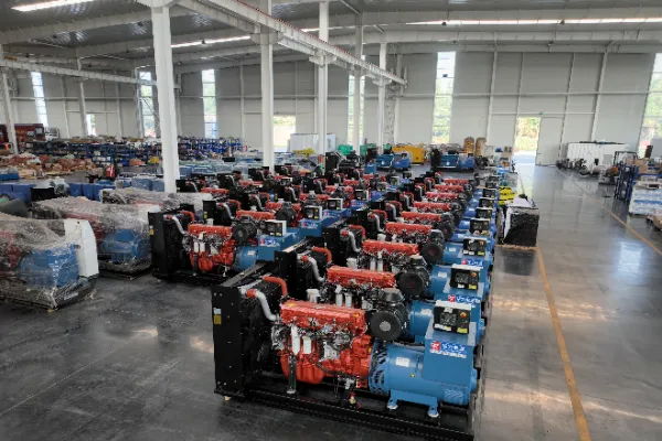modern diesel generator manufacturing factory floor with assembly line and quality testing equipment
