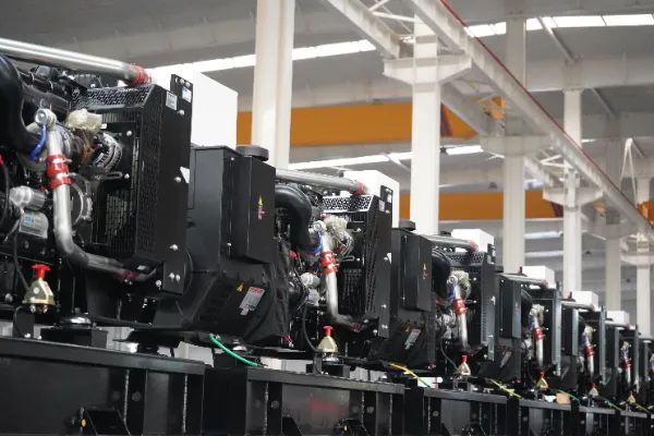 Large industrial Cummins diesel generator set in soundproof canopy