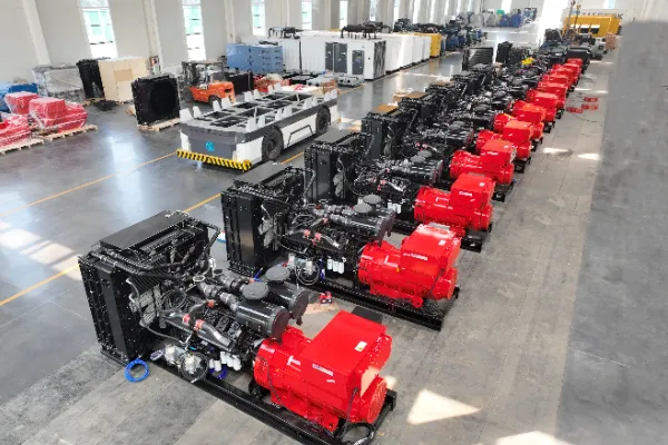 Industrial diesel generator vs natural gas generator comparison, commercial power equipment side by side, engineering facility