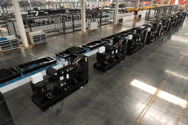 Industrial power generator manufacturing facility with multiple large generators