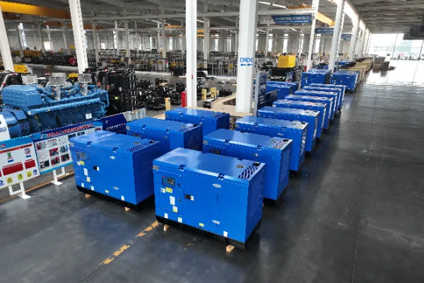 Hospital backup diesel generators in weatherproof enclosure at modern medical facility