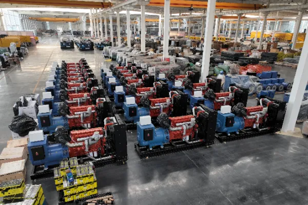Large industrial Weichai diesel generator set inside a modern manufacturing facility