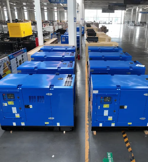 Yuchai diesel generator set in an open-type canopy at a Chinese industrial factory