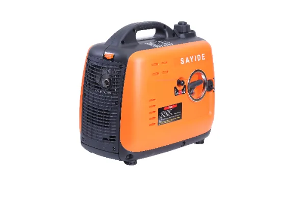 Portable inverter gasoline generator delivering clean quiet power at an outdoor site